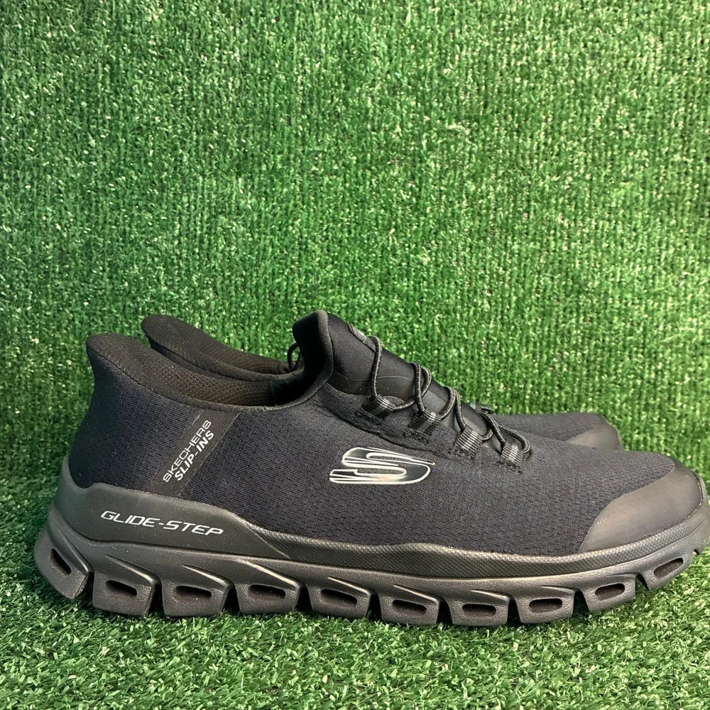 NEW Skechers Glide-Step Zefyr Hands Free Slip-Ins Walking Shoe Black Mens Sz 9.5